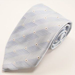 Canali Light Blue Geometric Mens 100% Silk Necktie
